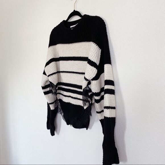 Self-Portrait Monochrome Striped Jumper - Picture 9 of 10